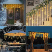 Ramadan Solar Lights, Outdoor Waterproof Moons Stars Curtain Window String With 8 Modes Timer Remote ,USB Rechargeable Connectable Warm White Hanging Decor For Patio