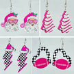 Acrylic Earrings Christmas Cute Cartoon Christmas Santa Claus Tree Football Lightning Earrings Jewelry