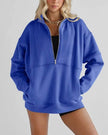 Women's Half Zipper Pocket Fashion Casual Exercise Oversized Sweatshirt Pullover