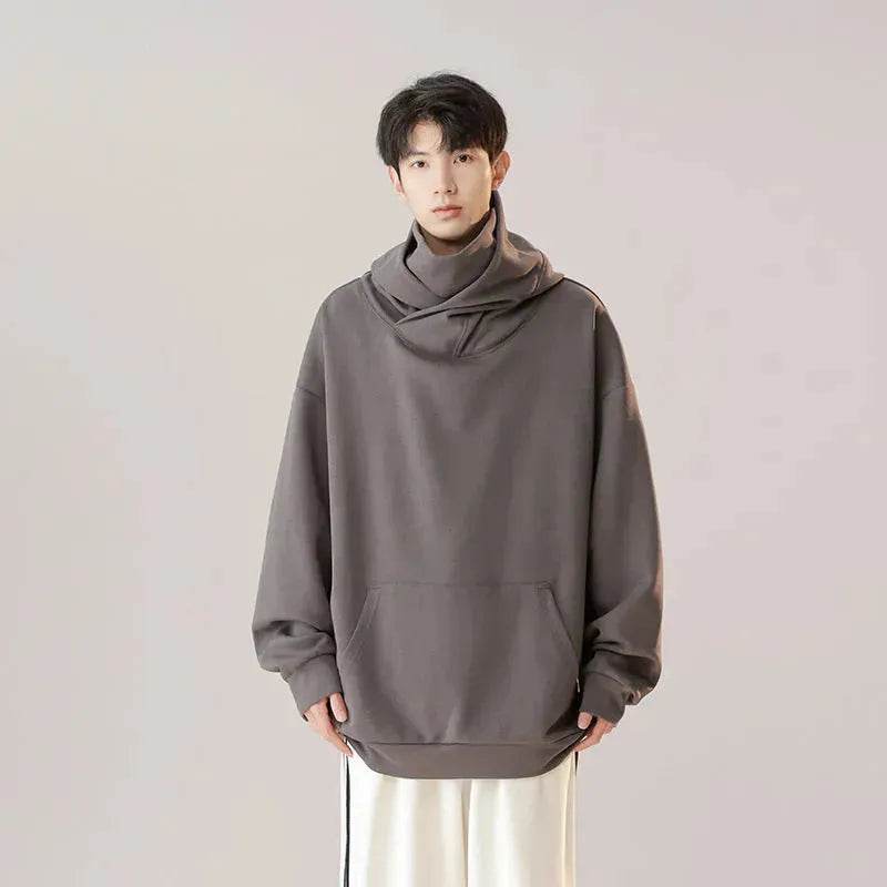 Autumn Winter Oversized Turtleneck Hoodie  Pullover for mens