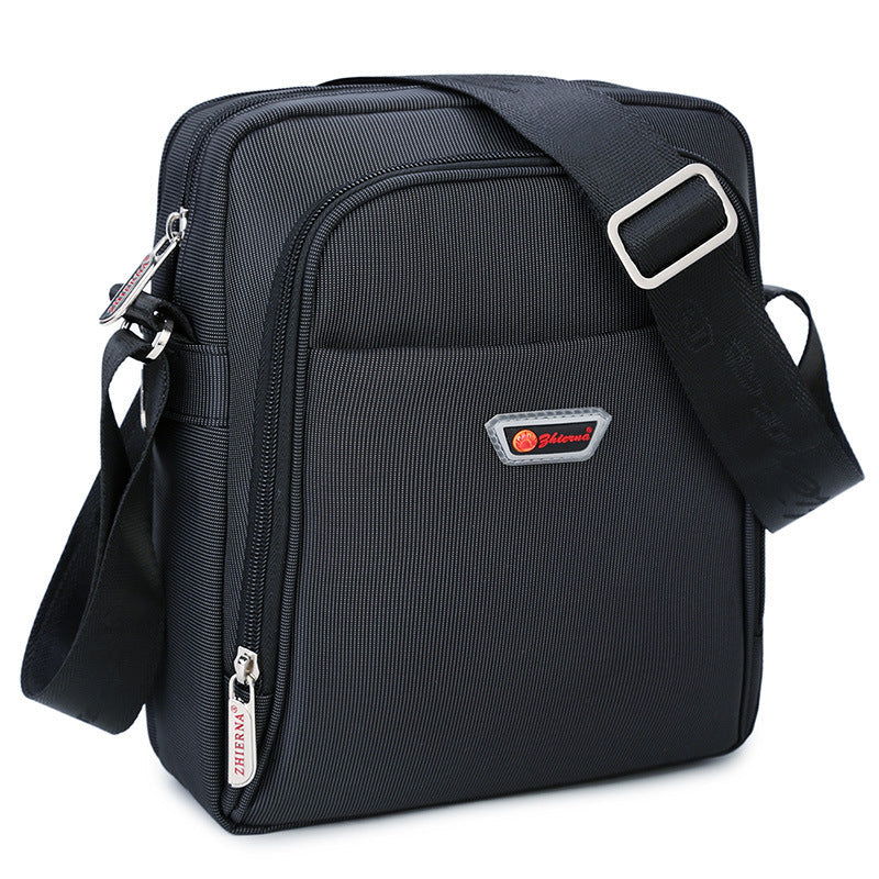 Men's Oxford Cloth Messenger Bag – Shoulder & Crossbody, Black & Brown