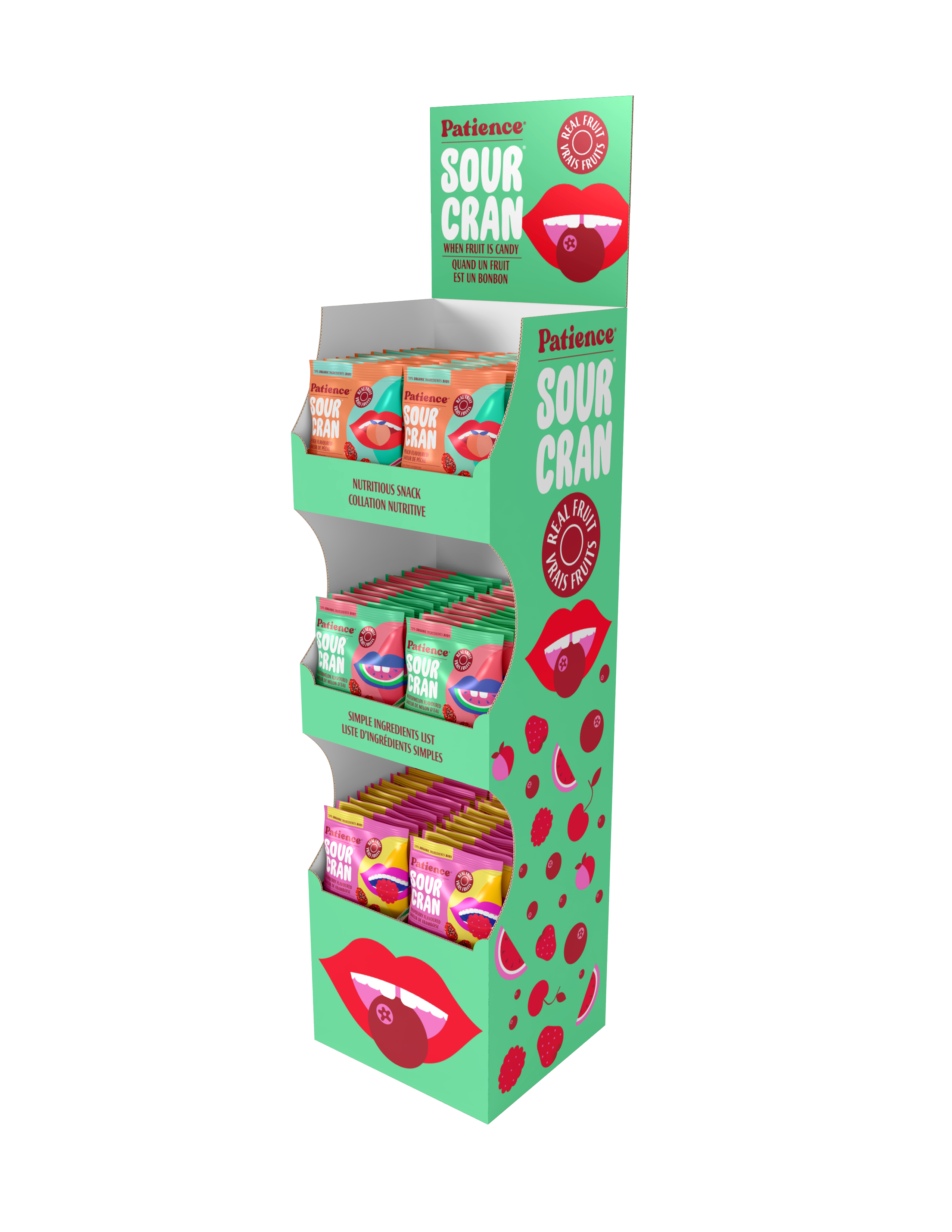 Patience Fruit - SourCran Shipper (Pch, Wtmln, Rasp) (1disp)