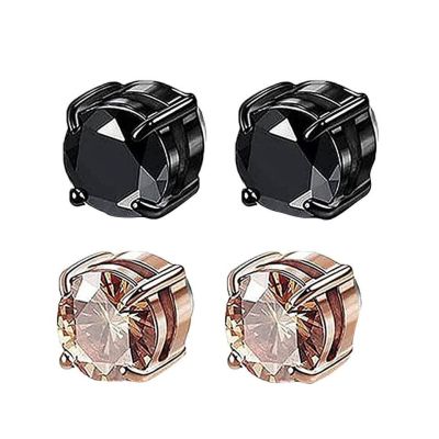Unisex Zircon Magnetic Ear Clip – No Piercing Rhinestone Stud Earring in 6mm & 8mm