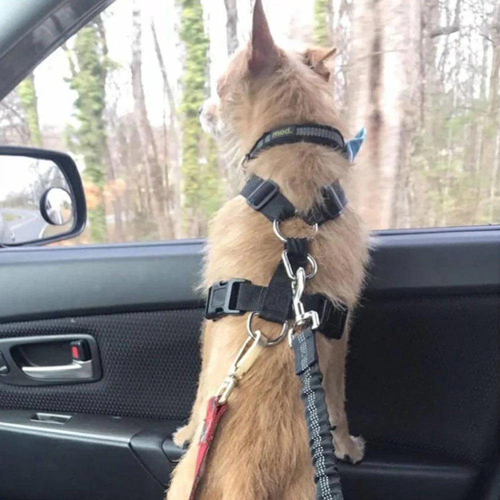 Adjustable Dog Seat Belt Dog Car Seatbelt Harness Leads Elastic Reflective Safety Rope