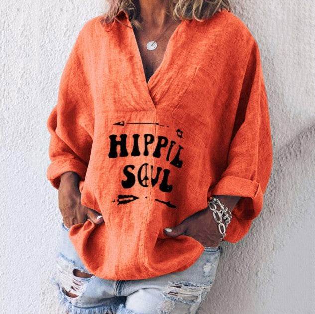 Casual Summer Cotton blend pocket women blouse  top
