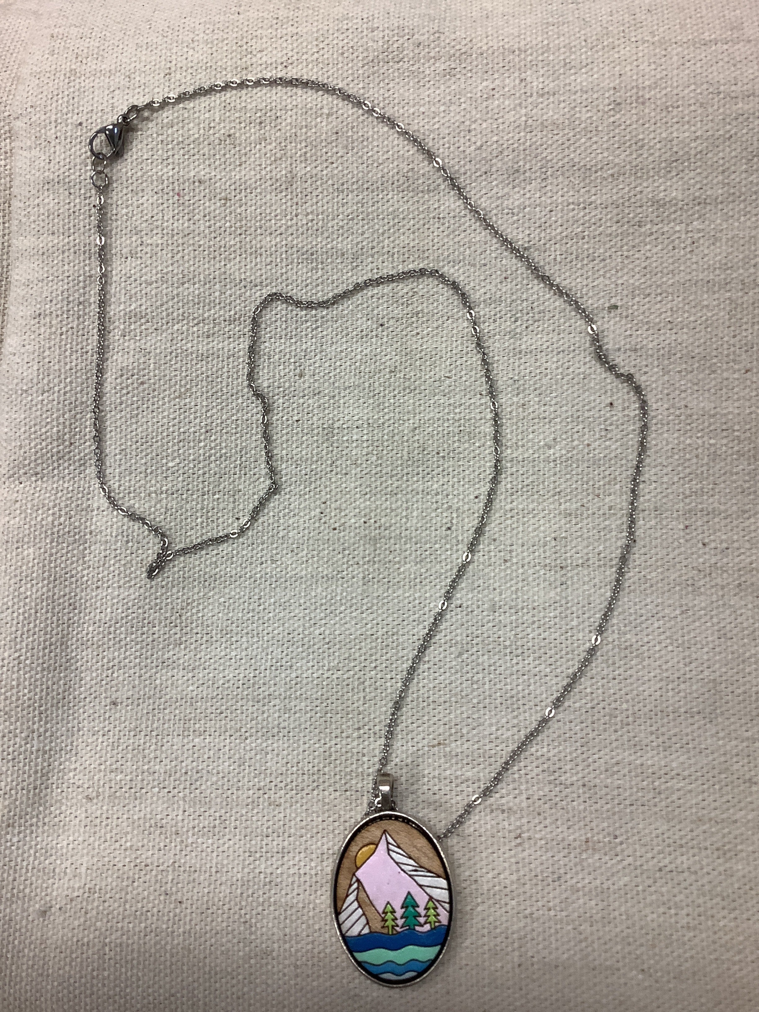 Sick Chick Sunrise Mountain scene necklace #14