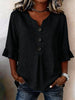 Summer Ruffled-Sleeve Top Loose Casual V-Neck Buttons Short-sleeved Shirts Women's Clothing