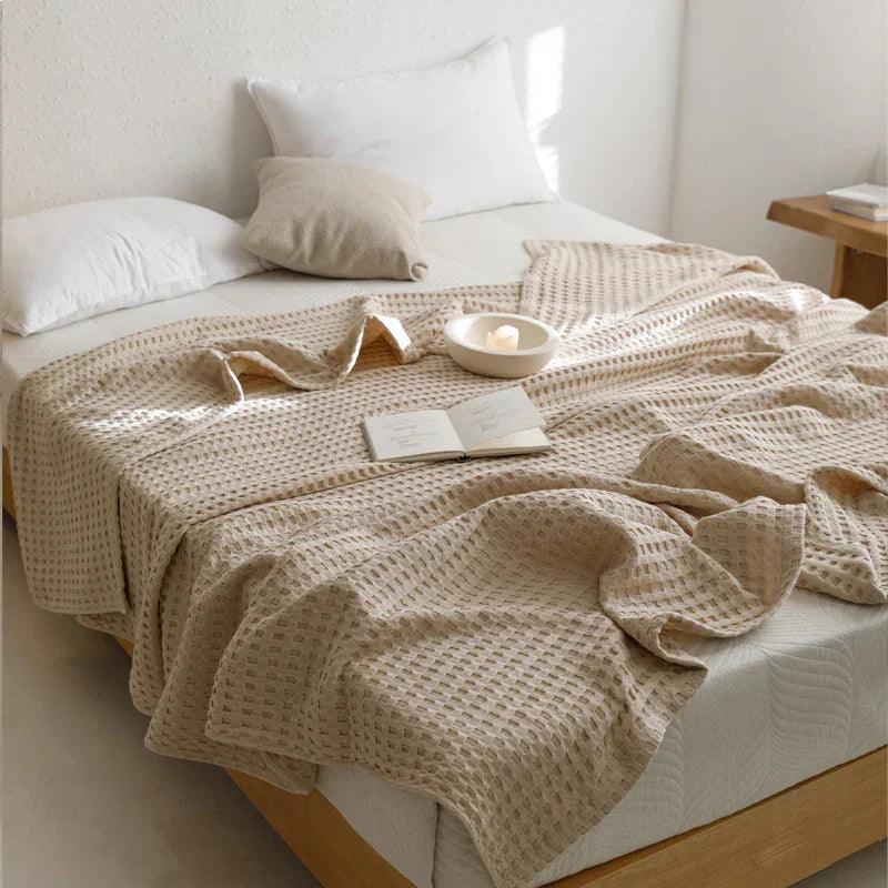 Waffle Cotton Yarn Air Conditioner Summer Cooling Duvet Solid Color Dormitory Comforter