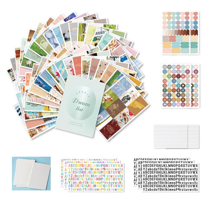 Vision Board Dream List Book Kit – Inspirational Sticker & Photo Card Set