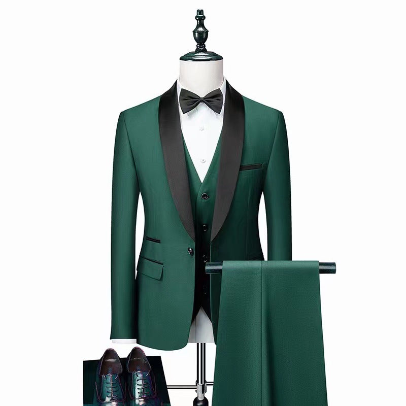 Men's 3-Piece Business Suit Set – Wedding & Formal Wear (8 Colors, S–6XL)