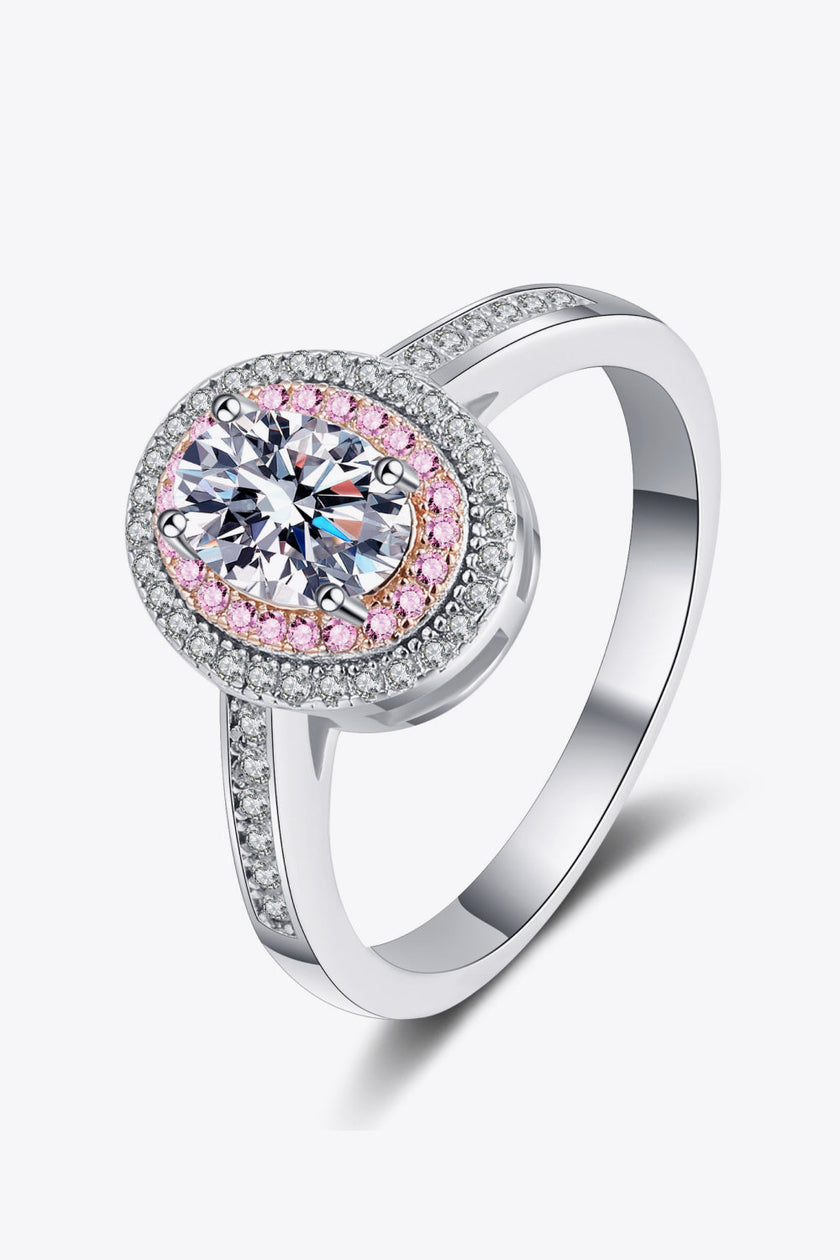 Bague Halo en Argent Sterling 925 avec Moissanite 1 Carat et Zircon en Accent