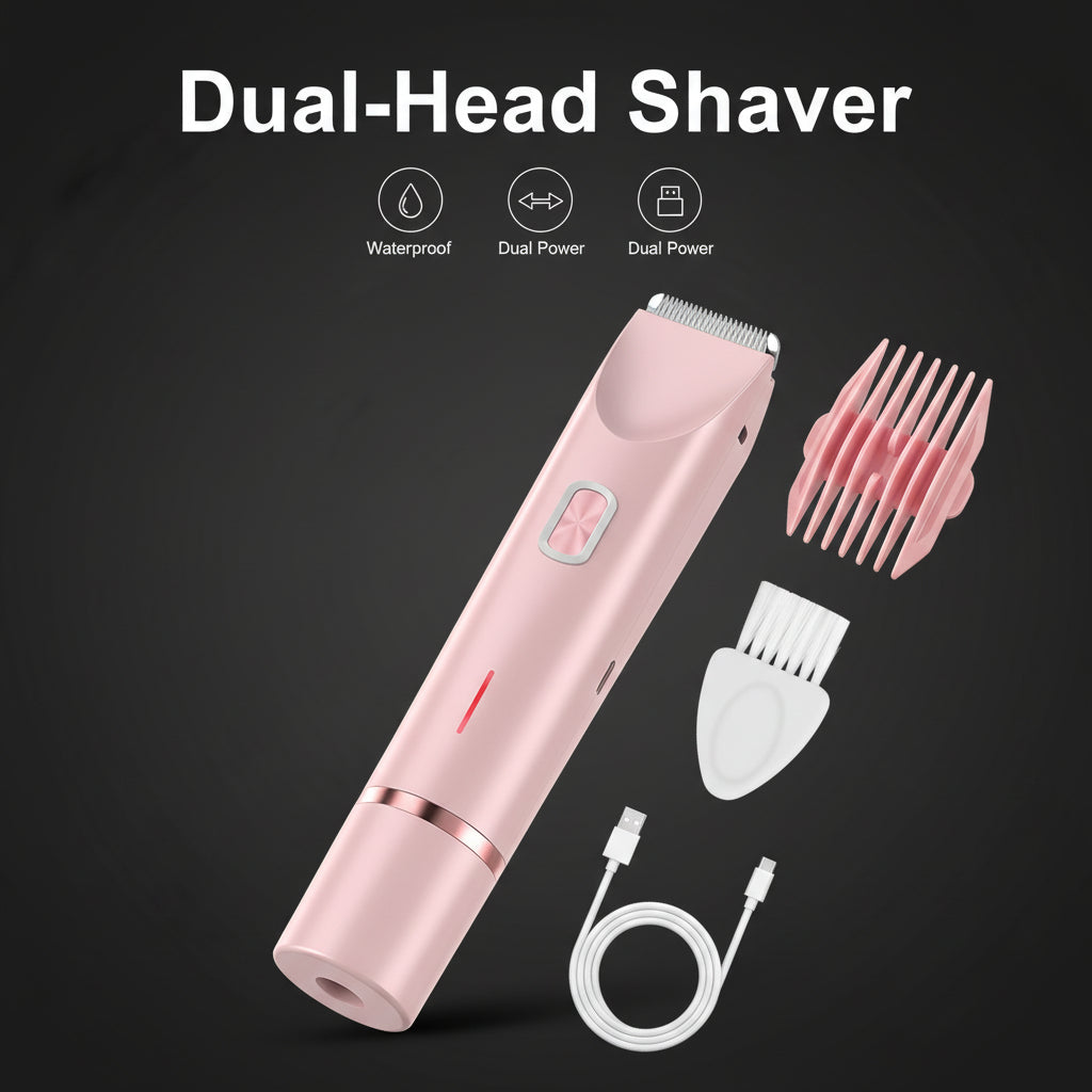 Women's 2-in-1 Electric Shaver & Bikini Trimmer – Wet/Dry Body Hair Razor (Pink, Blue, Purple)