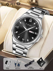 TOMI Diamond Encrusted Quartz Watch for Men – Stainless Steel Dress Watch