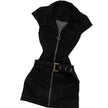 Women's Short Sleeve Bodycon Denim Mini Dress – Zip Front