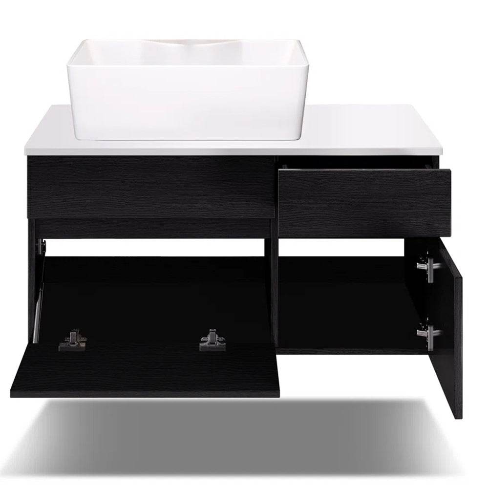 31.5 Inches Wall Mounted Single Bathroom Vanity With Engineered Stone Top