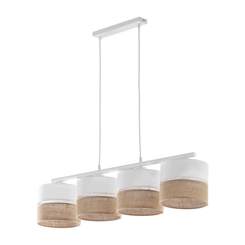 Linobianco 4-Light Linear Pendant with Linen & Jute Shades for Kitchen Island & Dining Table