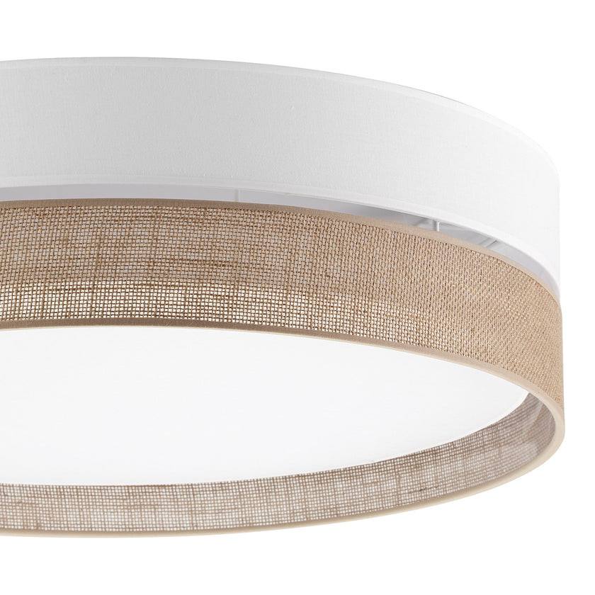 Linobianco Natural Linen Scandinavian Flush Mount Ceiling Light for Bedroom, Hallway & Low Ceilings
