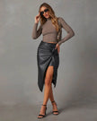 Women's Split Mid-length Hot Girl Hip Leather Wrap Skirt