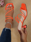 Women's Square-Toe Chunky Heel Sandals – Roman Style Thin Strap High Heels