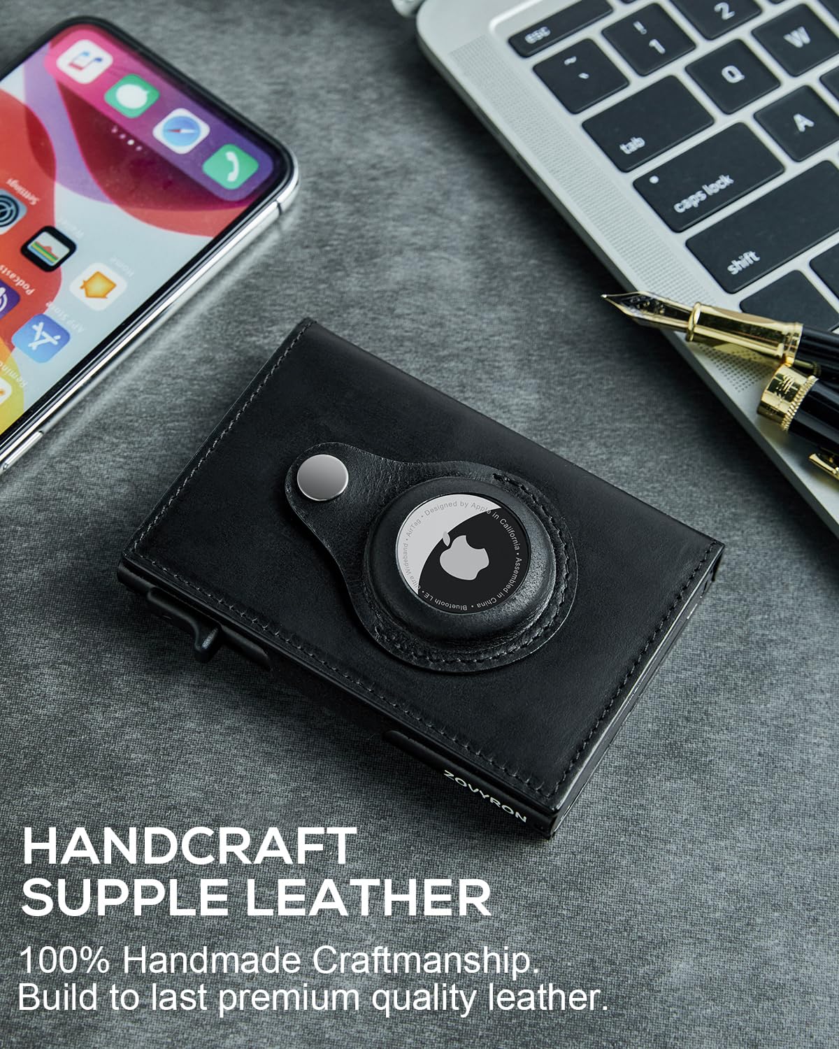 Men's Slim AirTag Wallet with RFID Blocking and Card Slider