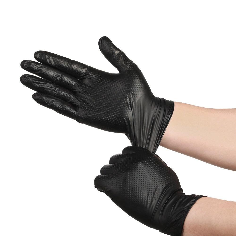 Thickened Diamond-Textured Nitrile Gloves 100 Pack – Heavy-Duty Disposable Gloves for Mechanics, Machinists & Electricians