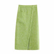 Women's Green Textured Slit High Waist Slit Midi Skirt green