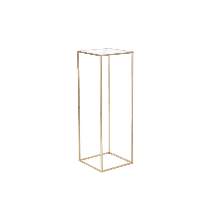 10PCS 31.5inch High Wedding Flower Stand, With Acrylic Laminate,Metal Vase Column Geometric Centerpiece Stands, Gold Rectangular Floral Display Rack For Events Reception, Party Decoration