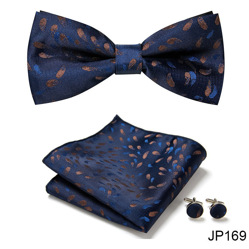 Men's Jacquard Bow Tie Set – Bow Tie, Pocket Square & Cufflinks | 36 Colors | Canada & USA