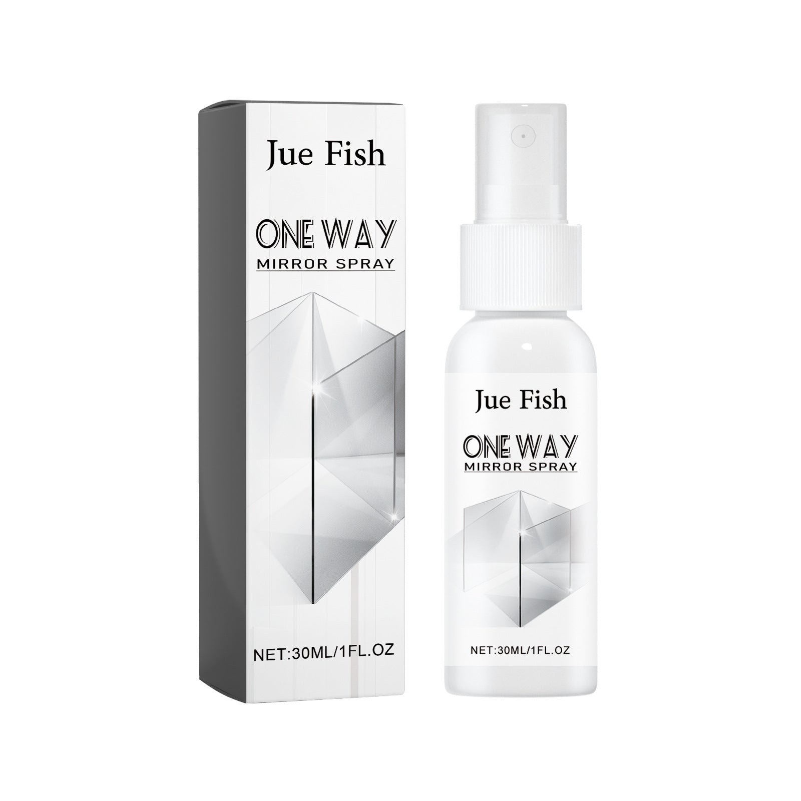 Jue-Fish Reflective Mirror Spray — Anti-Fog Glass Cleaner for Car Mirrors & Bathroom Glass (30ml)