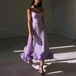 Fashion Suspenders Large Flower Swing Three-dimensional Flower A- Line Skater Dress Womens Clothing
