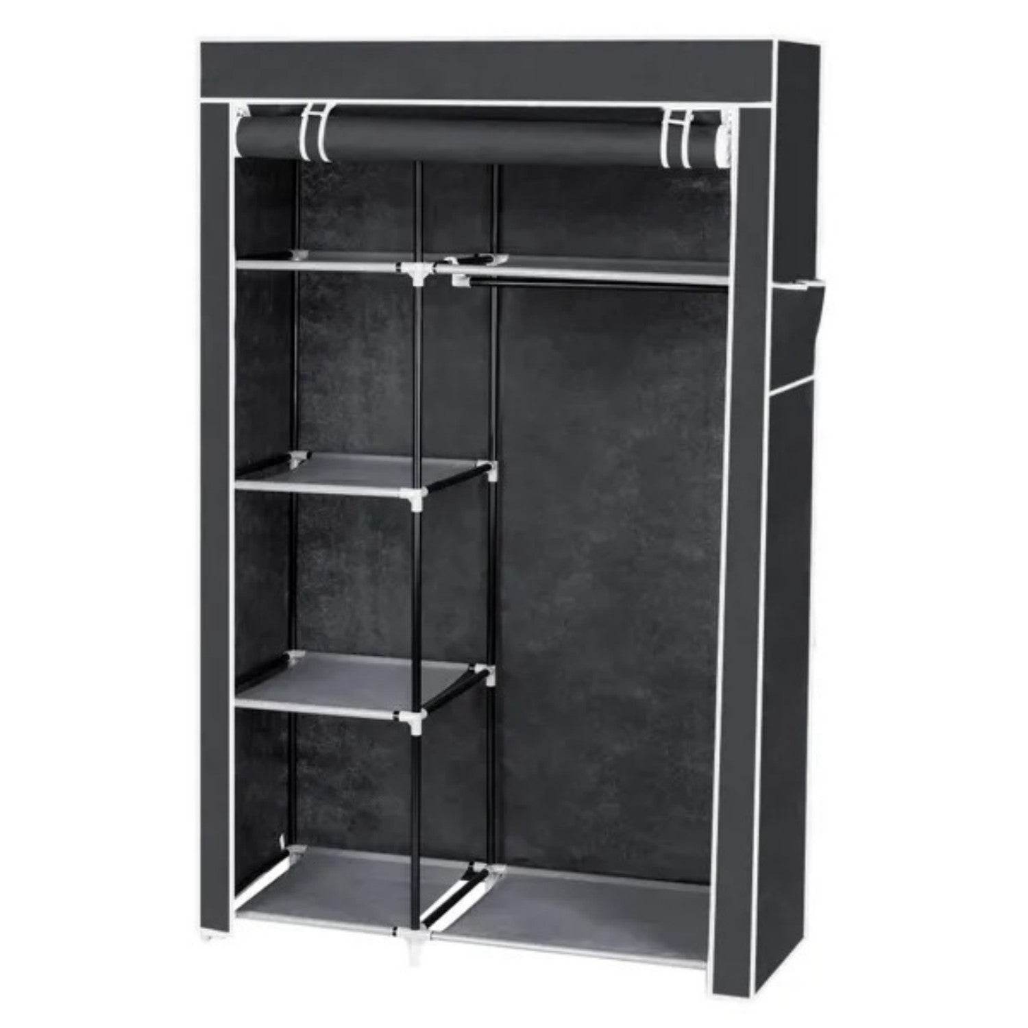 64 Portable Closet Storage Organizer Wardrobe Clothes Rack With Shelves Gray