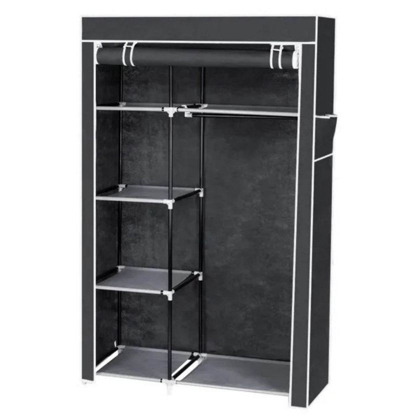 64 Portable Closet Storage Organizer Wardrobe Clothes Rack With Shelves Gray