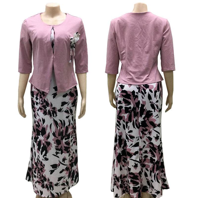 2pcs Fashion floral Print Blazer dress suit