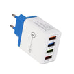 4-Port USB Wall Charger with Quick Charge 3.0 – EU, UK & US Plug | Multi-Colour