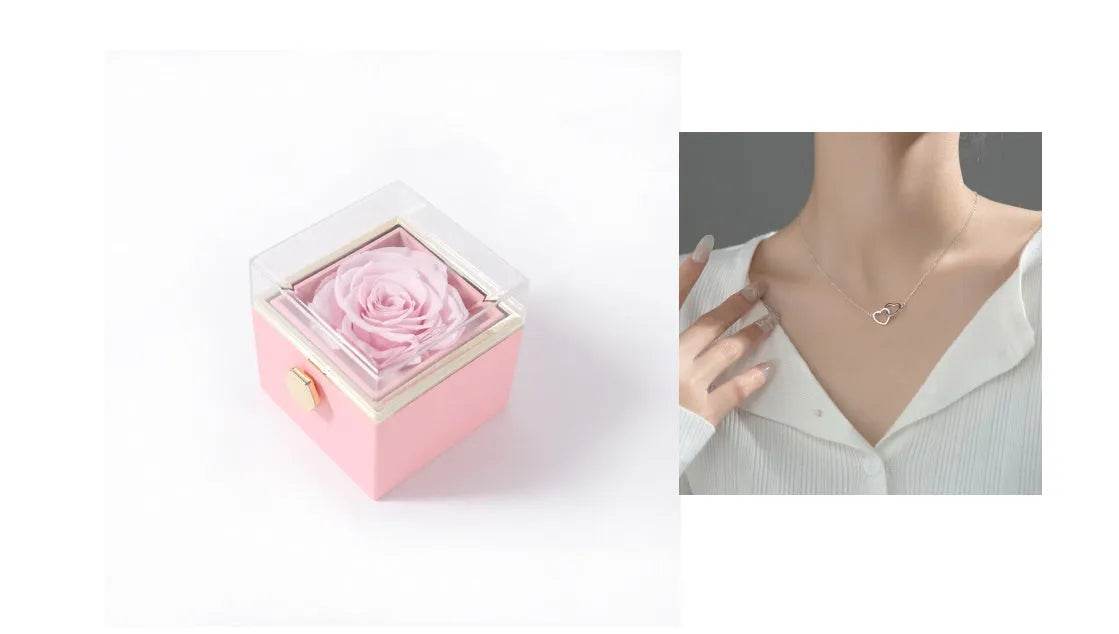 Fashion Acrylic Rotating  Valentine  Rose Jewelry gift  Box