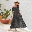 Elegant Off shoulder Spring Summer Maxi dress Slit Chiffon maxi dress for Beach vacation resort travel