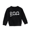 Unisex Cartoon Ghost Embroidered Long-sleeved Sweater Pullover for Boys and girls