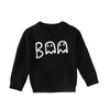 Unisex Cartoon Ghost Embroidered Long-sleeved Sweater Pullover for Boys and girls