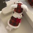 Winter Bunny Dress for Dogs – Red Plaid Dog Dress with Hat