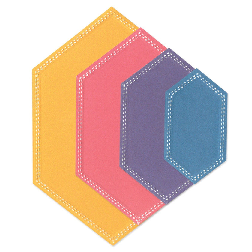 Sizzix Framelits Die Set 10PK Fanciful Framelits Belinda Stitched Hexagons by SP