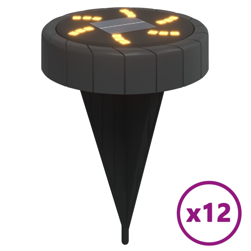 Solar Ground Lights with Ground Spike, 12 Pieces, Warm White
