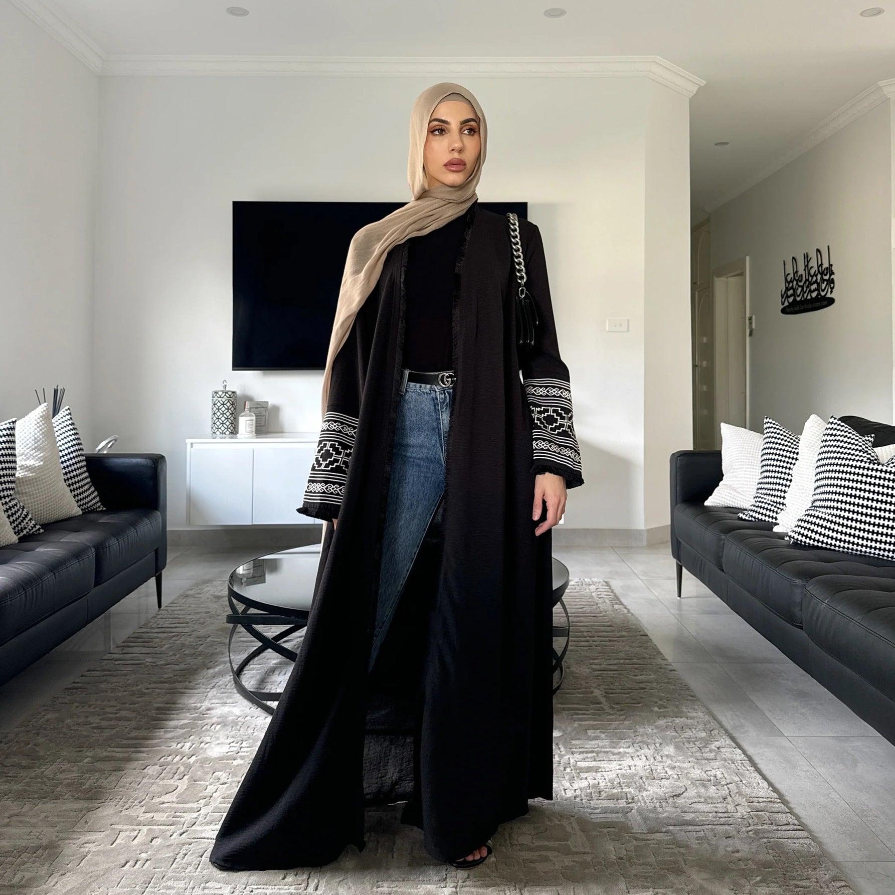 Fringe Cardigan Robe Muslim Dress