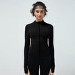 Long Sleeve Workout top for women Slim fit Athletics Sport Zip up Gym top