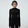 Long Sleeve Workout top for women Slim fit Athletics Sport Zip up Gym top