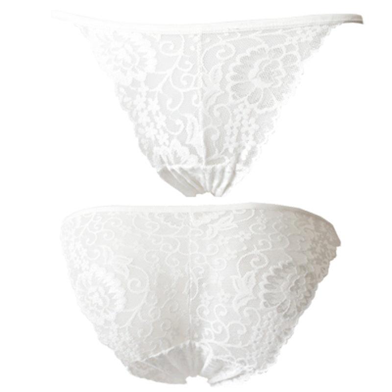 Women's Lace Jacquard Low-Waist Briefs Traceless Hip-Lifting Hollow Floral