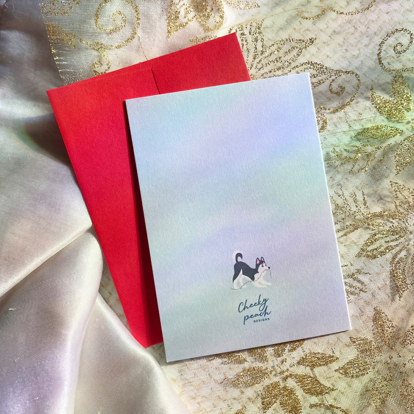 Husky Holidays Dog | Husky| Mini Greeting Card