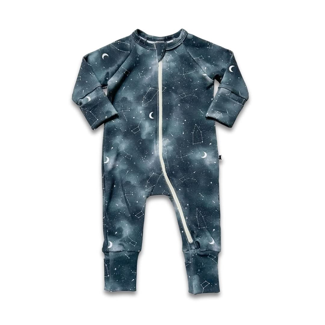 Bamboo Baby Zipper Footed Onesie | Night Sky