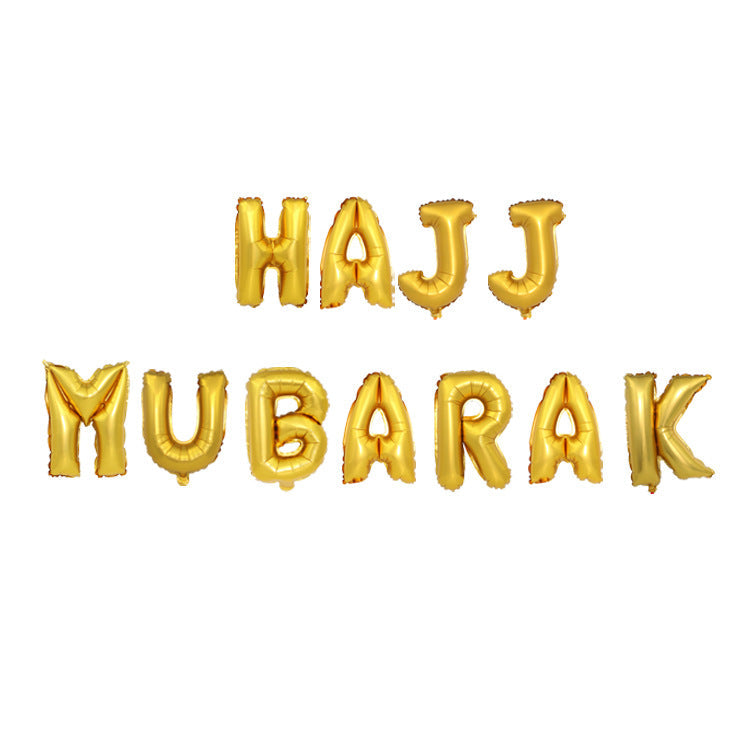 Eid Mubarak Foil Balloon Set – Silver Gold Rose Gold Letter & Crescent Balloons