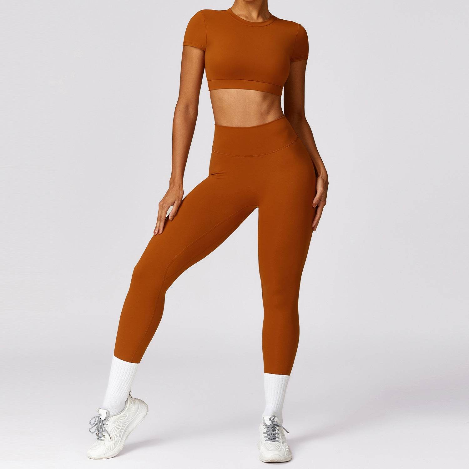 Women 2pcs Workout Gym Outfit Sport Running Fitness wear Pant and crop Top