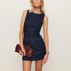French-Style Slim Fit Denim Midi Dress – Sleeveless Round Neck Cotton Denim Dress